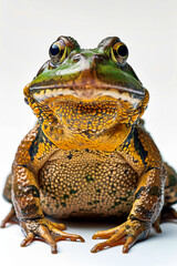 Sticker - Close up of frog with yellow and green spots on its face and body.