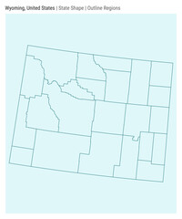 Wall Mural - Wyoming, United States. Simple vector map. State shape. Outline Regions style. Border of Wyoming. Vector illustration.