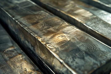 Wall Mural - A series of metal bars with a shiny, metallic finish