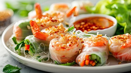 Sticker - Vietnamese spring rolls with shrimps, rice noodles and vegetables