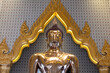 Closeup of solid gold Buddha statue, Wat Traimit (Temple of the Golden Buddha). It is 3 meters (nearly 10 feet) tall, and weighs 5.5 tons. 
