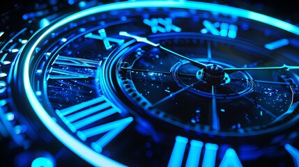 Canvas Print - glowing neon lights on the edges of a clock