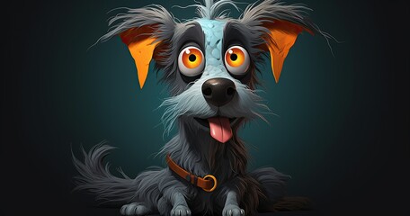 Wall Mural - a cartoon dog with an orange and gray fur, in the style of speedpainting, dark cyan and dark bronze