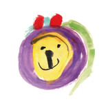 Fototapeta  - Cute kids doodle in watercolor style