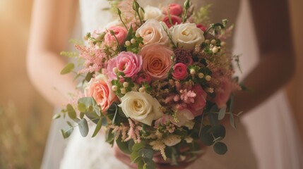 Wall Mural - Brides flowers bouquet held in loving hands