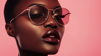 Wall Mural - Elegant Black Female Model: Fashion Eyewear Glamour