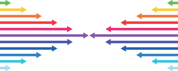 colored thick arrows in lgbt style, horizontal arrows