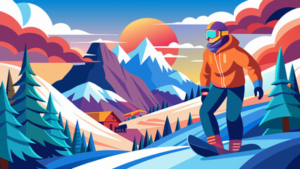 Wall Mural - skiing in the mountains