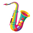 colorful saxophone vector on an isolated white background