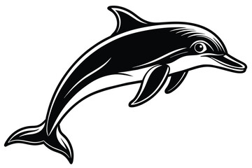 Wall Mural - black and white dolphin vector