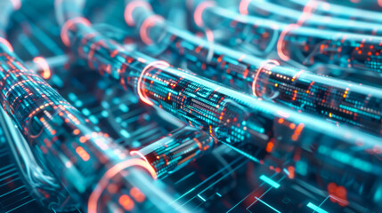 Wall Mural - internet technology. data channel cable. cyber network of information flows. high speed internet