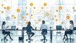 © Pattarin - Network engineers are investigating the many signals that connect to many different electronic devices.