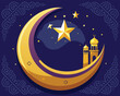 Golden moon and stars vector illustration