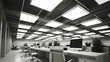 Modern square fluorescent lights in office ceiling sleek design details in interio. Concept Office Lighting, Modern Design, Sleek Interiors, Fluorescent Lights, Square Fixtures