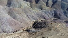 Dirt Road Contours Remote Undeveloped Arid Hillsides In Rural Chile