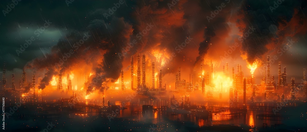 Emergency situation at major oil refinery caused by fire outbreak ...