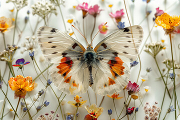 Sticker - mysterious pressed flower and butterfly art