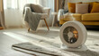 © Oleksiy - Electric fan heater on floor in living room, closeup