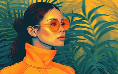 A Women Wearing Sunglass in the Style of Pop Art