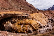 The Puente Del Inca And Abandoned Spa Hotel In Mendoza Province, Argentina
