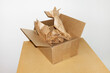 © Colour Laboratory/Stocksy - Brown delivery cardboard box & packaging material with hard flashlight