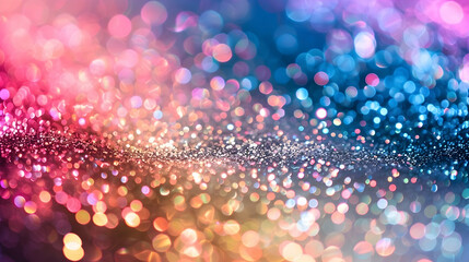 Wall Mural - background for birthday banner, colorful glitter closeup with bokeh copy space