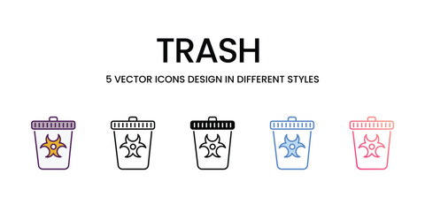 Sticker - Trash  Icons different style vector stock illustration