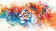 Abstract watercolor of a lion