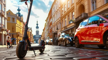 Naklejka na meble Electric scooter on city street