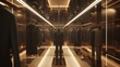 a visualization of a luxury dressing room with mirrored walls, displaying a curated selection of high-end suits and coats attractive look