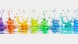 © Muhammad - A long banner with a row of colorful water splashes. Each splash is a different color of the rainbow, creating a vibrant and lively pattern against the white background.