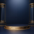 Luxury Product Showcase with Dark Blue and Golden Color.