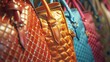 a visually striking close-up view of handbags, crafted by AI to emphasize the boutique's elegance and the allure of the luxurious accessories attractive look