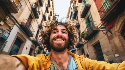 Canvas Print - Joyful Man Taking Selfie