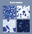 © Biruoh - Terrazzo ice white blue coloured seamless pattern background 4 pack