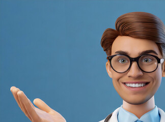 3d render image of a male doctor man on a blue background