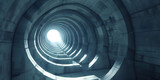 Fototapeta Perspektywa 3d - 3d render of abstract tunnel with light coming through the end - Ai Generated