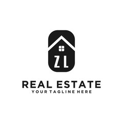 Wall Mural - ZL Initials Vektor Stok Real Estate Logo Design Modern Elegant