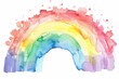 Rainbow Painted in Watercolor on White Background