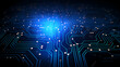 © ma - Abstract neon blue tech circuit board lines sci-fi banner design. futuristic computer chip background