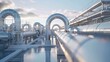 Hydrogen Pipeline in Energy Sector Transformation 3D Rendering