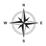 Fototapeta  - Vintage marine wind rose, nautical chart. Monochrome navigational compass with cardinal directions of North, East, South, West.