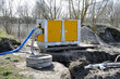 Water reduction system for excavation work at high groundwater levels. Pump.