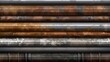 Realistic Metal Pipe Profiles in Various Materials Vector Set