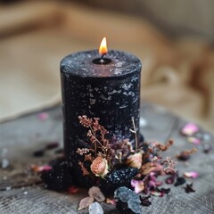 Wall Mural - black magic candle.