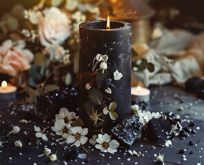 Wall Mural - black magic candle.