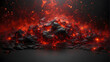 An intense and dramatic artwork showcasing the fierce beauty of glowing lava with flying embers and ashes