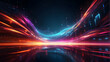 An artistic rendering of dynamic light streaks flowing with energy and vibrant colors, suggesting speed and motion