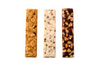 3 Energy Bars isolated on transparent background, PNG Cutout