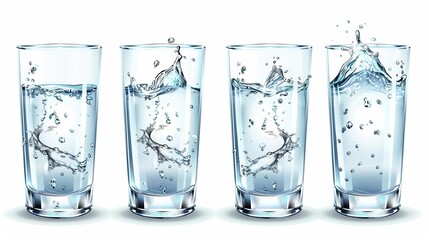 Vector illustration of a glass of water isolated on a white background.